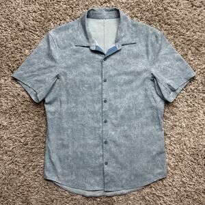 Lululemon Airing Easy Shirt Blue Speckled Athletic Short Sleeve Men’s Size M